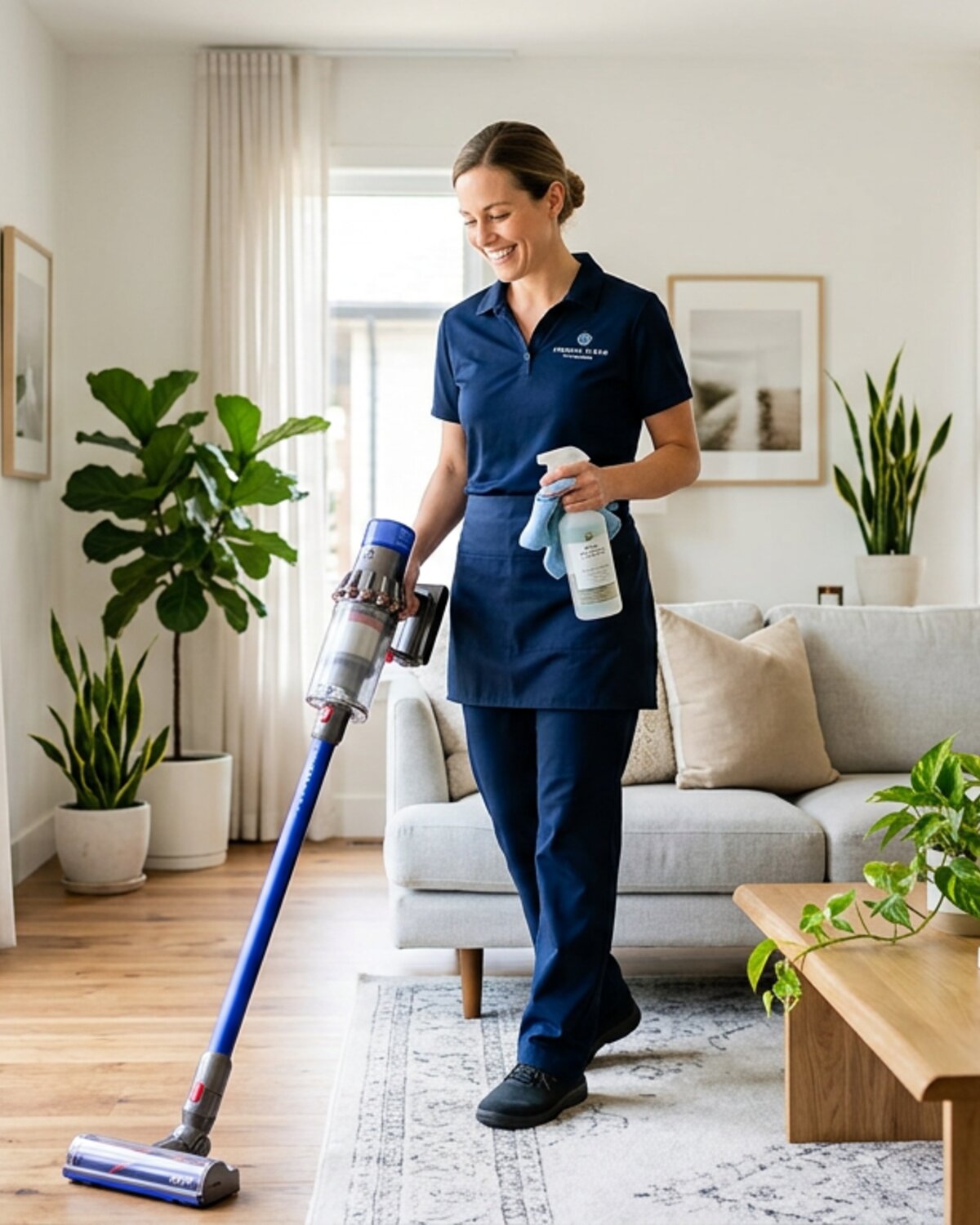 Professional cleaner at work